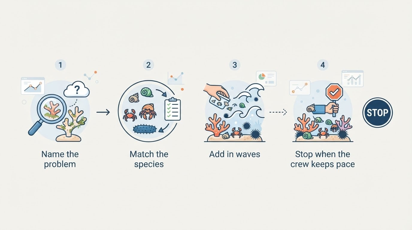 Workflow diagram for reef cleaners.