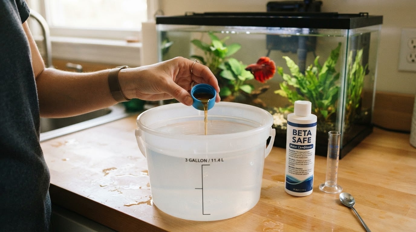 Editorial illustration for water conditioner for betta fish.
