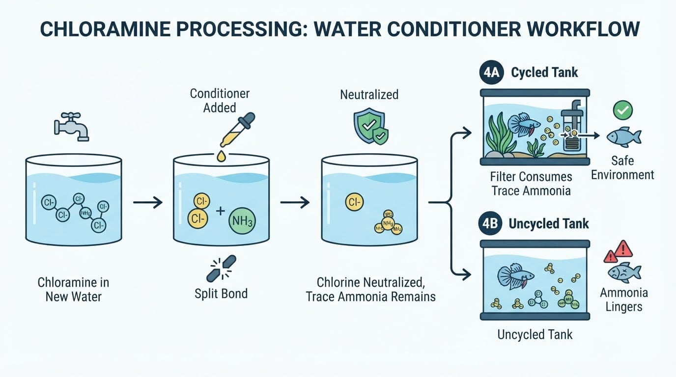 Workflow diagram for water conditioner for betta fish.