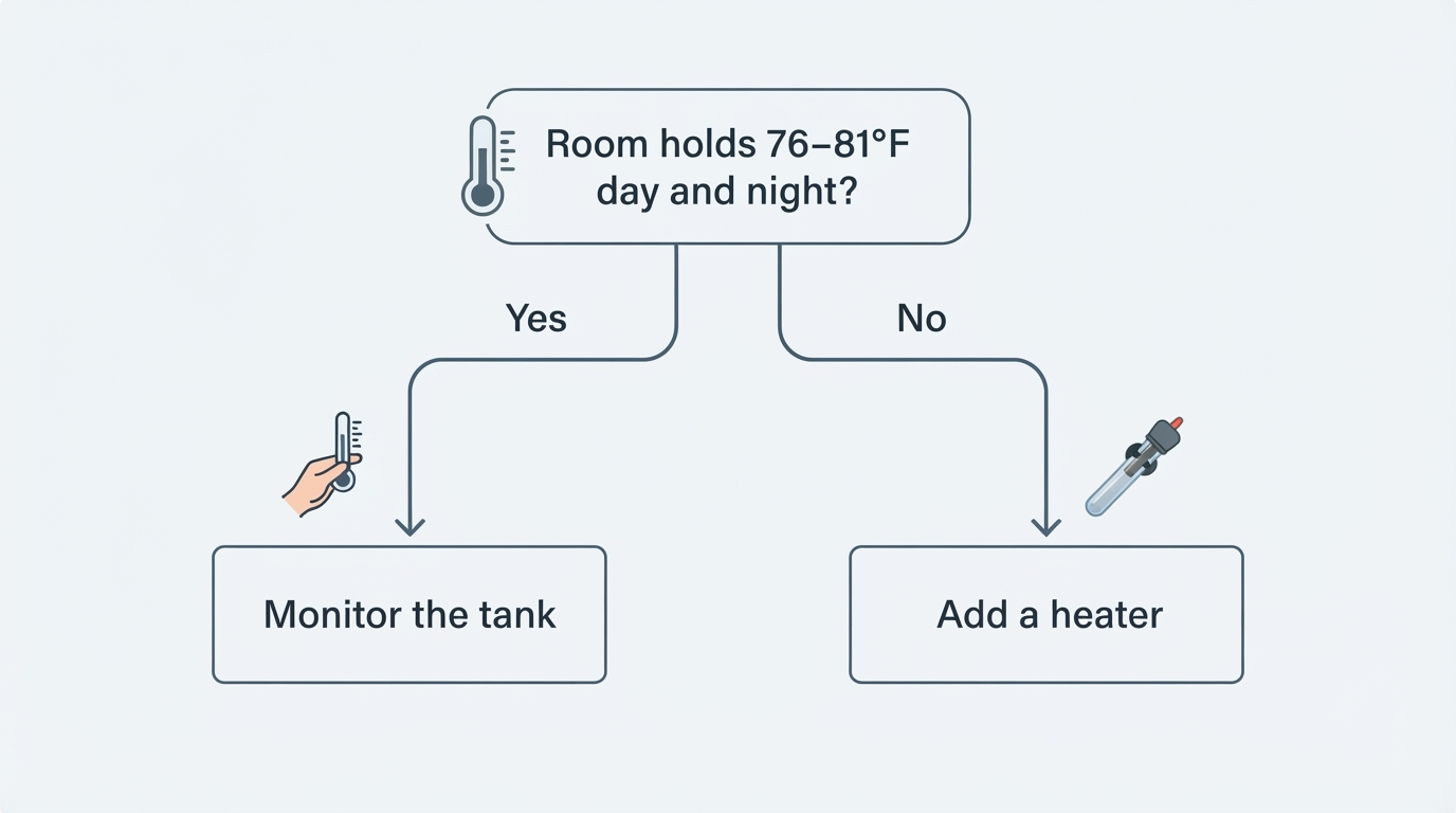 Workflow diagram for do betta fish need a heater.